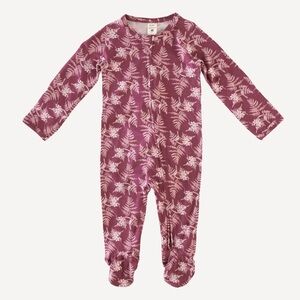 Kate Quinn long sleeve zipper footie | roo floral fern | bamboo
